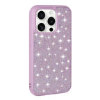 iPhone 15 Pro Uyumlu Parlak Taşlı Tasarım Pırlanta Zore Kılıf-Lila