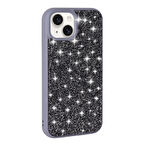 iPhone 15 Plus Uyumlu Parlak Taşlı Tasarım Pırlanta Zore Kılıf-Gri