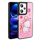 Xiaomi Redmi Note 12 Pro 5G Kılıf Parlayan Kabartmalı İkonik Figürlü Zore Amas Silikon Kapak-Pembe