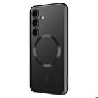 Galaxy S24 Uyumlu Kamera Korumalı Magsafe Wireless Şarj Özellikli Zore Demre Kapak-Siyah