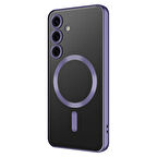 Galaxy S24 Uyumlu Kamera Korumalı Magsafe Wireless Şarj Özellikli Zore Demre Kılıf-Derin Mor