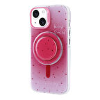 iPhone 14 Zore Magsafe Şarj Özellikli Tak-Çıkar Pop Soketli Zore Tiktok Kılıf-Pembe Koyu