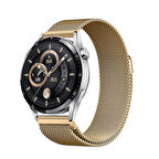 Huawei GT2 42mm Zore Band-12 20mm Metal Hasır Kordon-Gold