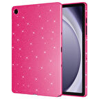 Galaxy Tab S8 Simli Parlak Görünümlü Uyumlu ​EFFX Tablet Koton Kılıf-Pembe Koyu