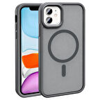 iPhone 11 Kılıf Magsafe Şarj Özellikli Mat Arka Yüzey Zore Sio Kapak-Gri
