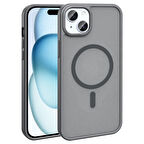iPhone 13 Kılıf Magsafe Şarj Özellikli Mat Arka Yüzey Zore Sio Kapak-Gri