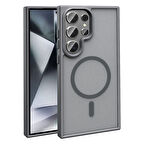 Galaxy S23 Ultra Kılıf Magsafe Şarj Özellikli Mat Arka Yüzey Zore Sio Kapak-Gri