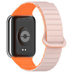 Xiaomi Redmi Watch 4 Silikon Kordon Zore KRD-105 Strap Kayış-Pembe-Turuncu