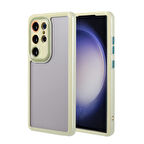 Galaxy S23 Ultra Kılıf Kamera Korumalı Renkli Kenar ve Çerçeve Tasarımlı Zore Vitamin Kapak-Yeşil