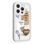 Apple iPhone 14 Pro Kılıf Kamera Korumalı Baskılı Arka Yüzey Zore Klas Kapak-Beyaz