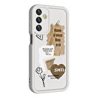 Galaxy A05S Kılıf Kamera Korumalı Baskılı Arka Yüzey Zore Klas Kapak-Beyaz