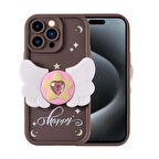 Apple iPhone 15 Pro Max Kılıf Kamera Korumalı Figür Tasarımlı Zore Kapya Kapak-Koyu Kahve