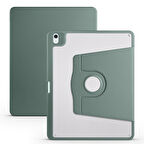 iPad Air 13 2025 M3 Kılıf ​EFFX Termik Kalem Bölmeli Dönebilen Standlı Kılıf - Koyu Yeşil