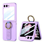 Galaxy Z Flip 6 Kılıf Kamera Korumalı Yüzüklü Zore Flip Ring Kıpta Kapak-Mor