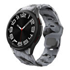 Galaxy Watch 5 40mm Zore KRD-116 20mm Futbol Desenli Spor Tasarımlı Silikon Kordon-Siyah-Gri