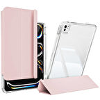 ​​​iPad Pro 11 2024 Kılıf Magnetik Ayrılabilen Airbagli ​ARTH Sliding Tablet Kılıfı - Pembe Açık