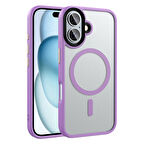 Apple iPhone 16 Plus Kılıf Mat Arka Yüzey Wireless Şarj Özellikli Zore Flet Magsafe Kapak-Pembe