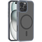 iPhone 16 Pro Kılıf Magsafe Şarj Özellikli Mat Arka Yüzey Zore Sio Kapak-Gri