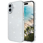 Apple iPhone 16 Plus Kılıf Parlayan Simli Şeffaf Zore Redos Kapak-Şeffaf