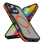 iPhone 16 Pro Uyumlu Magsafe Şarj Özellikli Renkli Kenar Airbag Şeritli NRTK Lamer Kapak-Turuncu