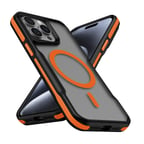 iPhone 14 Pro Max Uyumlu Magsafe Şarj Özellikli Renkli Kenar Airbag Şeritli MKST Lamer Kapak-Turuncu