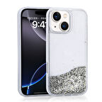 iPhone 15 Kılıf Sıvılı Simli Şeffaf Arka Yüzey Keto Silikon Kapak