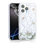 iPhone 12 Pro Kılıf Sıvılı Simli Baskılı Şeffaf Arka Yüzey Mossa Silikon Kapak