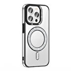 iPhone 14 Pro Max Kılıf Pırlanta Taş Tasarımlı Kablosuz Şarj Özellikli Karetta Silikon Kapak