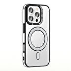 iPhone 16 Pro Kılıf Pırlanta Taş Tasarımlı Kablosuz Şarj Özellikli Karetta Silikon Kapak