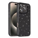 iPhone 16 Pro Max Kılıf Kamera Korumalı Simli Lüks OMSY Koton Kapak - Siyah