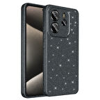 Redmi Note 14 Kılıf Kamera Korumalı Simli Lüks MBTM Koton Kapak - Siyah