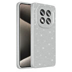 Redmi Note 14 Pro Plus Kılıf Kamera Korumalı Simli Lüks BTBM Koton Kapak - Gümüş