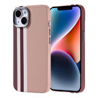 iPhone 14 Kılıf Magsafe Şarj Özellikli Karbon Fiber Görünümlü Zore Nekst Kapak - Gold