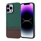 iPhone 14 Pro Max Kılıf Magsafe Şarj Özellikli Karbon Fiber Görünümlü Zore Nekst Kapak - Yeşil