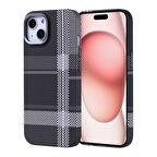 iPhone 15 Kılıf Magsafe Şarj Özellikli Karbon Fiber Görünümlü Zore Nekst Kapak - Gri-Siyah