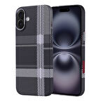 iPhone 16 Plus Kılıf Magsafe Şarj Özellikli Karbon Fiber Görünümlü Zore Nekst Kapak - Gri-Siyah