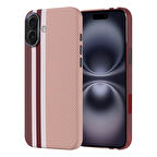 iPhone 16 Plus Kılıf Magsafe Şarj Özellikli Karbon Fiber Görünümlü Zore Nekst Kapak - Gold