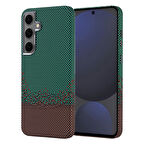 Galaxy S24 FE Kılıf Magsafe Şarj Özellikli Karbon Fiber Görünümlü Zore Nekst Kapak - Yeşil