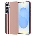 Galaxy S25 Plus Kılıf Magsafe Şarj Özellikli Karbon Fiber Görünümlü Zore Nekst Kapak - Gold