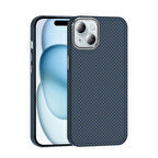 iPhone 15 Kılıf Kablosuz Şarj Özellikli Karbon Fiber Görünümlü Gros Kapak