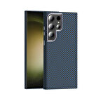 Galaxy S23 Ultra Kılıf M-safe Şarj Özellikli Karbon Fiber Görünümlü FRMS Gros Kapak - Lacivert