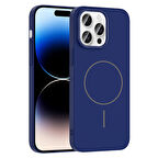 iPhone 14 Pro Max Kılıf Magsafe Şarj Özellikli Zore Ruby Silikon Kapak - Lacivert