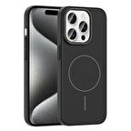 iPhone 15 Pro Max Kılıf Magsafe Şarj Özellikli Zore Ruby Silikon Kapak - Siyah