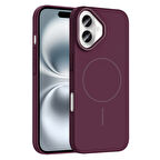 iPhone 16 Plus Kılıf Magsafe Şarj Özellikli Zore Ruby Silikon Kapak - Mürdüm