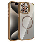 iPhone 15 Pro Max Kılıf Standlı ve Kamera Lens Hediyeli M-Safe Şarj Özellikli ALT Etro Kapak - Dese