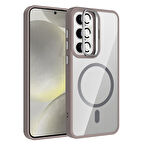 Samsung Galaxy S24 Kılıf Standlı ve Kamera Lens Hediyeli Kablosuz Şarj Özellikli Etro Kapak