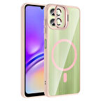 Galaxy A06 Kılıf Standlı ve Kamera Lens Hediyeli M-Safe Şarj Özellikli Zore Etro Kapak