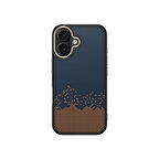 iPhone 16 Kılıf M-safe Şarj Özellikli Karbon Fiber Görünümlü ZYL Antina Kapak - Mavi