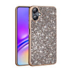 Galaxy A06 Kılıf Parlak Taşlı Tasarım EFFX Pırlanta Kapak - Gold