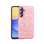 Galaxy A16 Kılıf Parlak Taşlı Tasarım MKST Pırlanta Kapak - Pembe